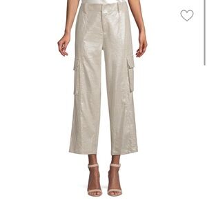 Alice and Olivia Mera Silver Wide Leg Cargo Pant Size 2